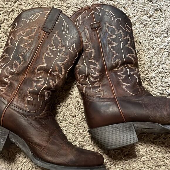 Shyanne Classic Western Cowboy Boots Oiled Leather Dark Brown - Picture 10 of 12